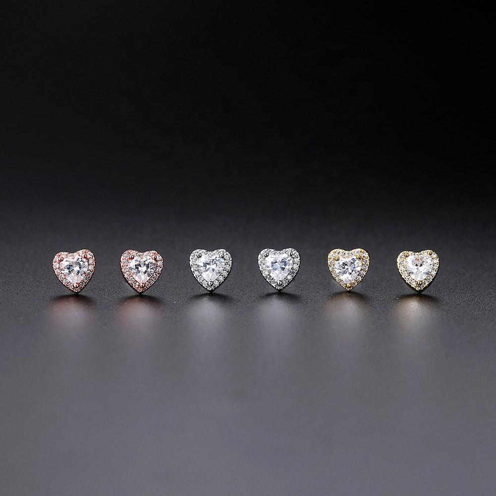 Fashion Trend Valentines Day Gift Heart Zircon Birthstone Necklace and Earring Jewellery Sets for Wedding Bridal