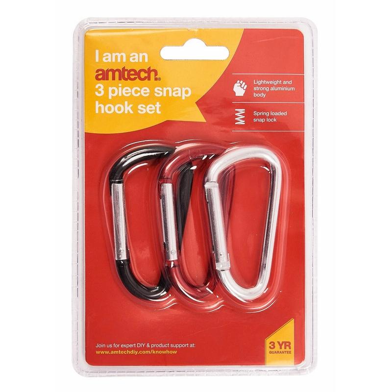 Amtech Carabiner Snap Hook Set 3pk