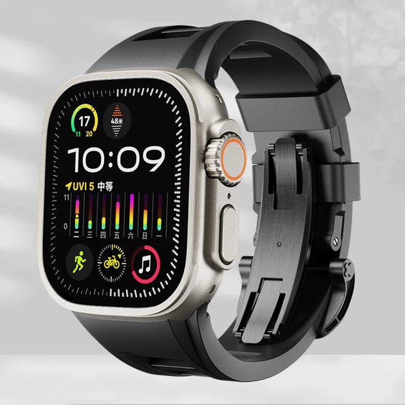 Классический мягкий силиконовый ремешок для Apple Watch Ultra 2 49 мм 45 мм 44 мм 42 мм спортивный силиконовый браслет для IWatch Series 9 8 7 6 5 4 SE Correa