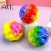 Reusable Jumping Ball Moon Space Bouncy Balls for Kids Unique Sound Effects LED Polygonal Shape Bounce Light-Up Stress Relief Toy Gift Boys Girls Aged