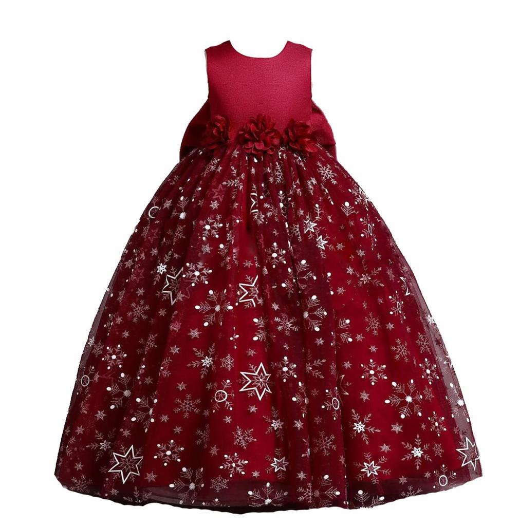 Dress for Piano Long Formal Junior Floral Bridesmaid Girls' Recitals, Kids' Dress, Dress, Dress, Dress, Bow, Ribbon, Decoration, Concert, Wedding,