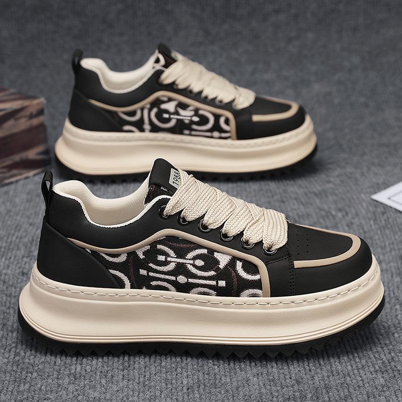 Мужские кроссовки дизайнерские кеды модные повседневные из микрофибры кожаная ткань дышащие с увеличением высоты подошвы для улицы на плоской платформе