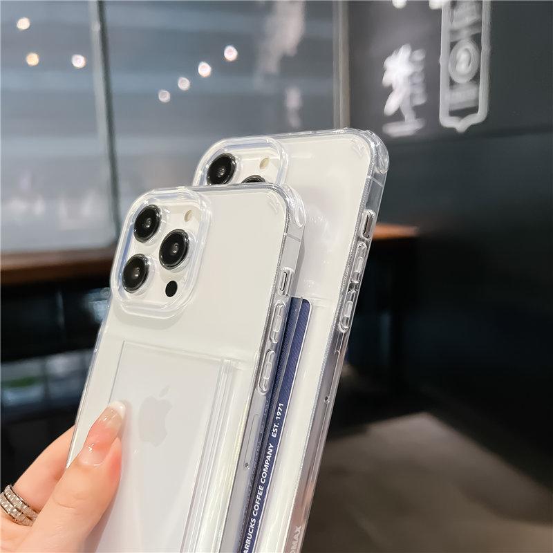 Прозрачная сумка для карточек, ультратонкий чехол для телефона Iphone 14 13 12 11 Pro Max Xr Xs Max 13pro 14 Plus, мягкая силиконовая прозрачная задняя крышка