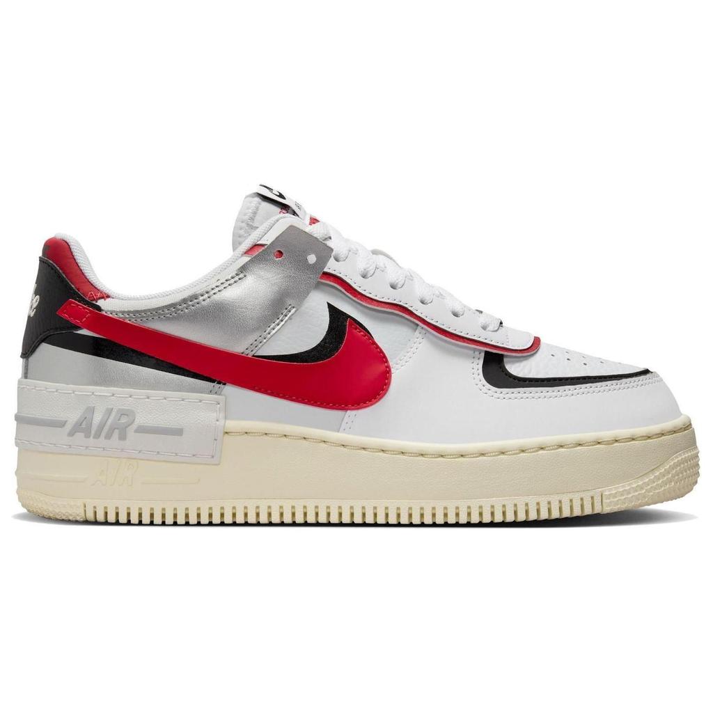 Новые женские кроссовки Nike Air Force 1 Low Shadow Бело-серебристые Красный для зала FN6335-100