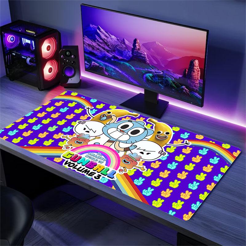The Gumball Chronicles Large Gaming Table Cushion Non-slip Laptop Tablet Big Mousepad XXL Mat Mini PC Playmat With Lock edge