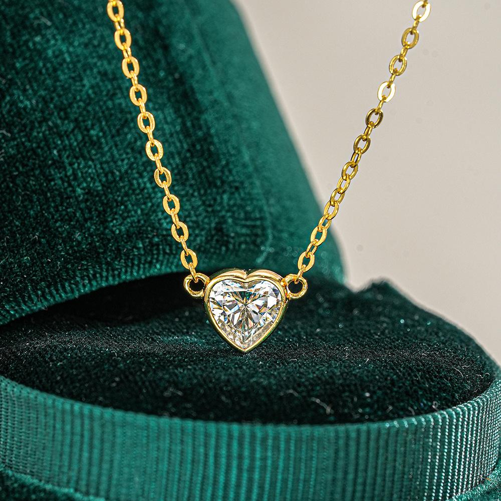 925 Sterling Silver 1CT Heart Cut Moissanite Pendant Necklace for Women – Dainty Love Jewelry, D Color VVS1, Hypoallergenic