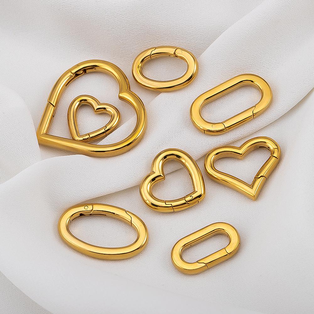 2Pcs 1Pc Charm Stainless Steel Buckle Heart Circular Connector DIY Necklaces Jewelry Making Lobster Buckle Accessories Wholesale
