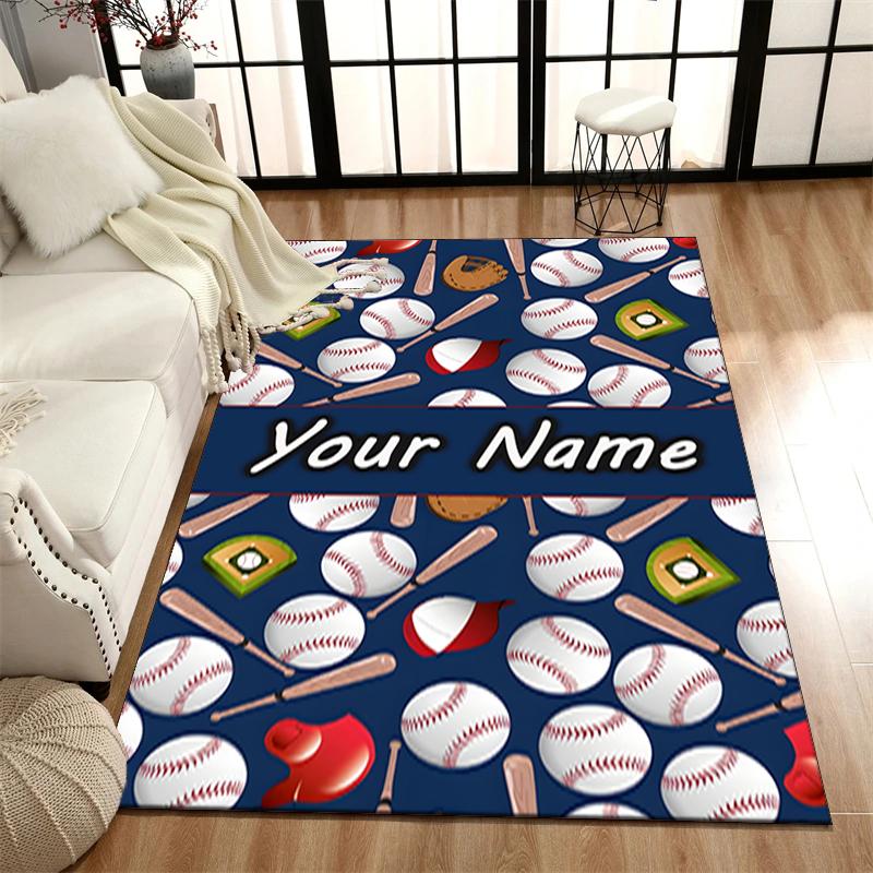 1PC Custom Name Baseball Fanatic Theme Floor Mat Ideal for Living Room, Game Rooms, Office, Bedroom, Office Floor Mat , Floor Mats for Home