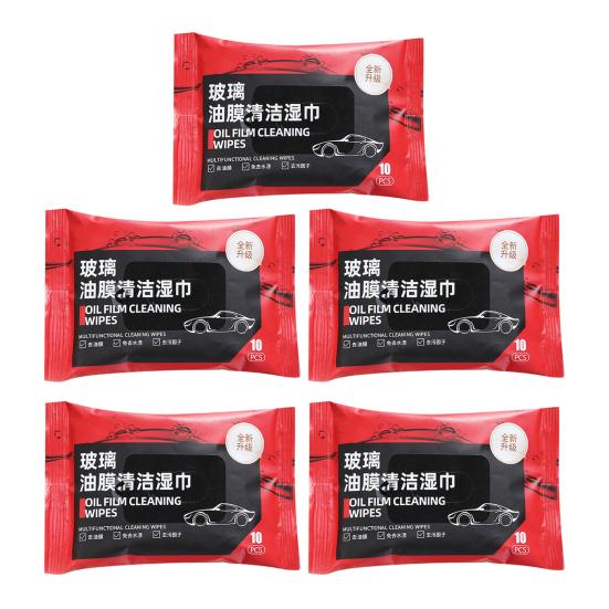 5 Pcs Car Glass Cleaning Wipes Portable Windshield Cleaner Wipes Multipurpose Oil Film Cleaning Wipes for Automotive Glass Home Windows Mirrors