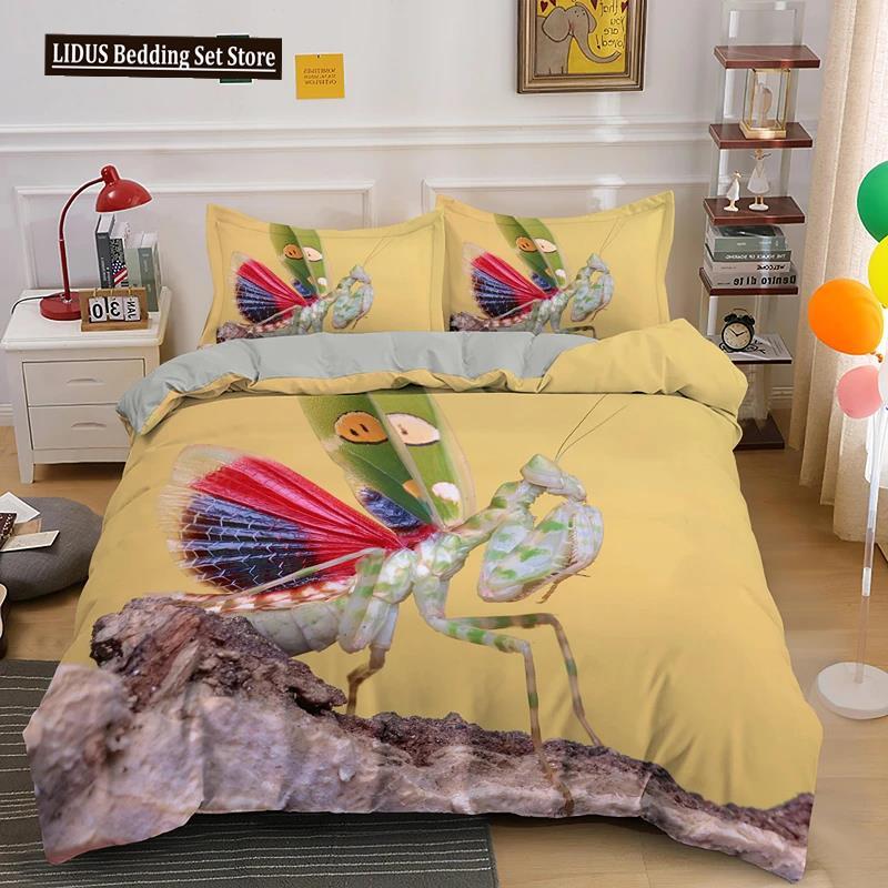 Зеленый Богомол Пододеяльник Размер Кинг Квин Тема Насекомых Постельный Набор Для Детей Подростков Взрослых Дикая Природа Покрывало Наволочка