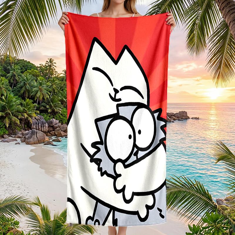 Simon'S Cat Fashion Beach Towel: Ideal for Summer Adventures Soft, absorbent and quick drying suitable for swimming and bathing