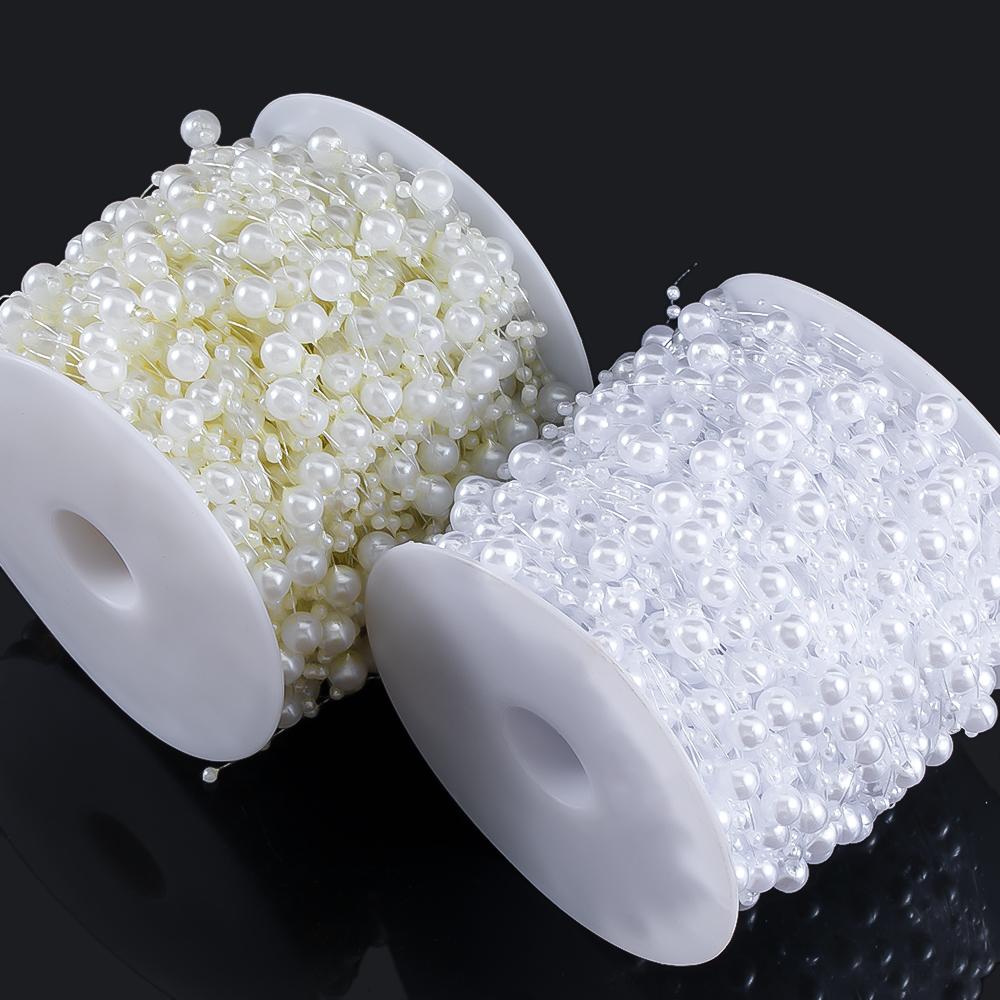 ABS Imitation Pearl Bead Chain Line Cord Plastic Thread Trim for DIY Wedding Party Decoration & Jewelry Findings Craft Accessory