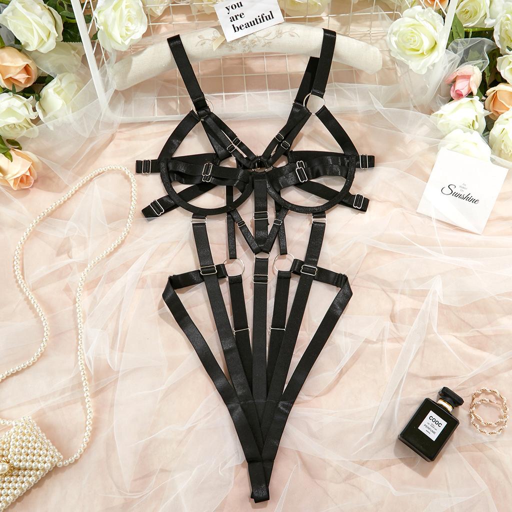 Erotic Lingerie Sexy Ribbon Splicing Bodysuit