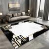 European Style Carpet for Living Room Black Marble Decor Sofa Area Large Rugs Hotel Hall 200x300 Cm Non-slip Plush Floor Mats