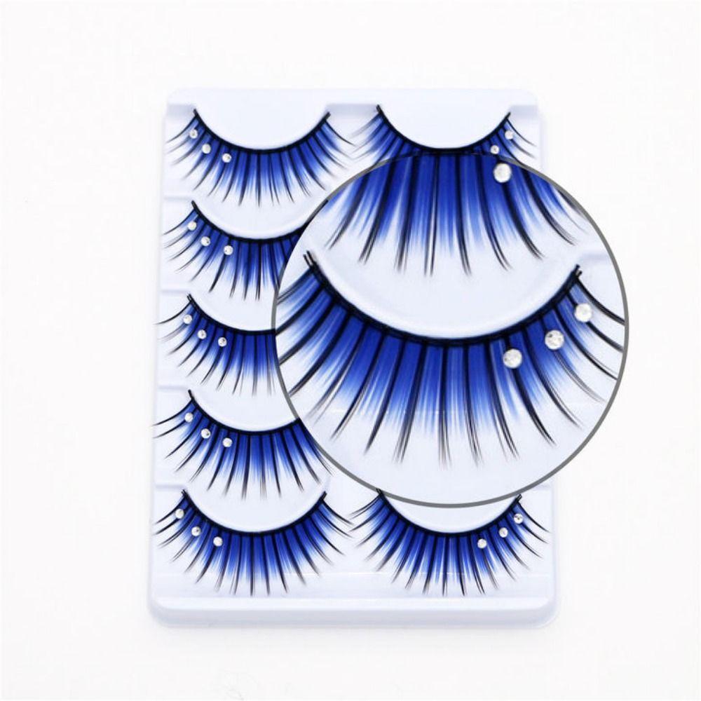 With Three Diamonds Blue Eyelashes Makeup Scene False Eyelashes Beautiful Stage Eyelashes Women