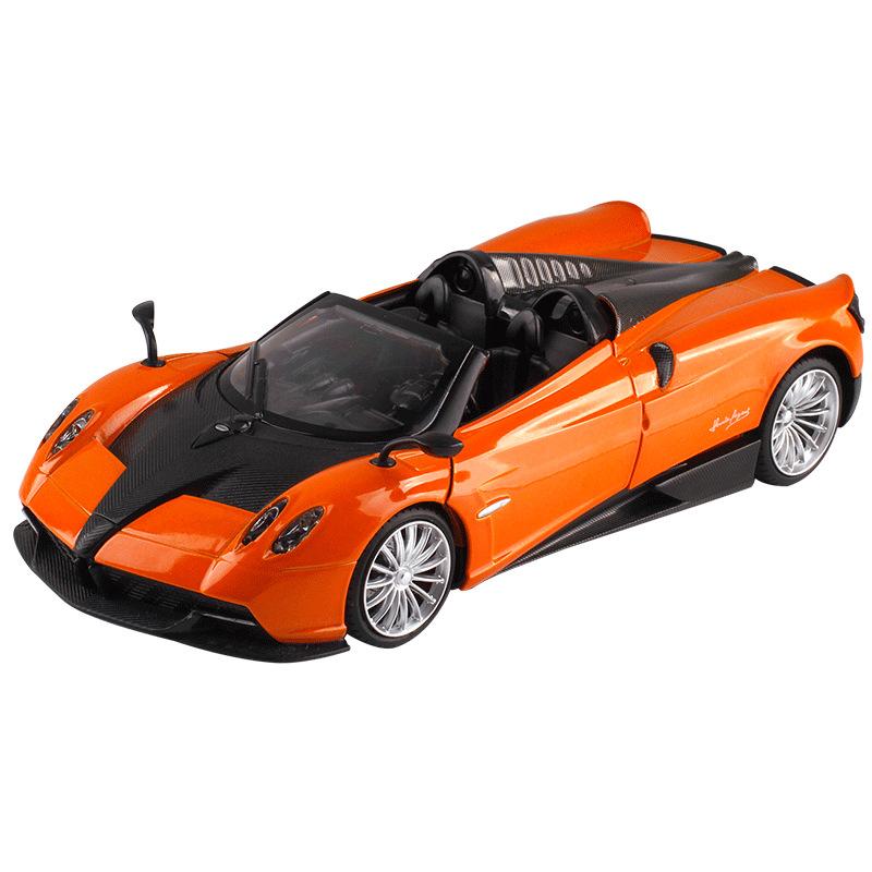 1:24-масштабная модель автомобиля Pagani Huayra Roadster, игрушки для мальчиков, игрушки в возрасте от 3 до 12 лет, автомобили с откатным механизмом, легкие двери и открывающийся капот