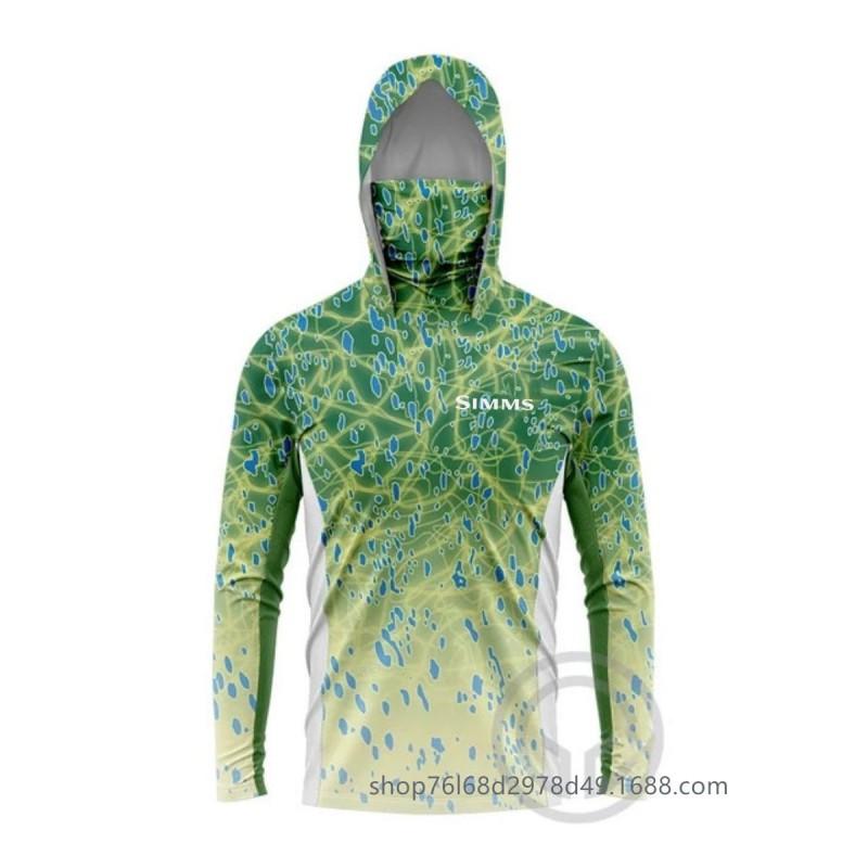 Mens Quick-Dry Hooded Fishing Shirt With Face Cover UV Protection Long Sleeve Lightweight Breathable Outdoor Gear