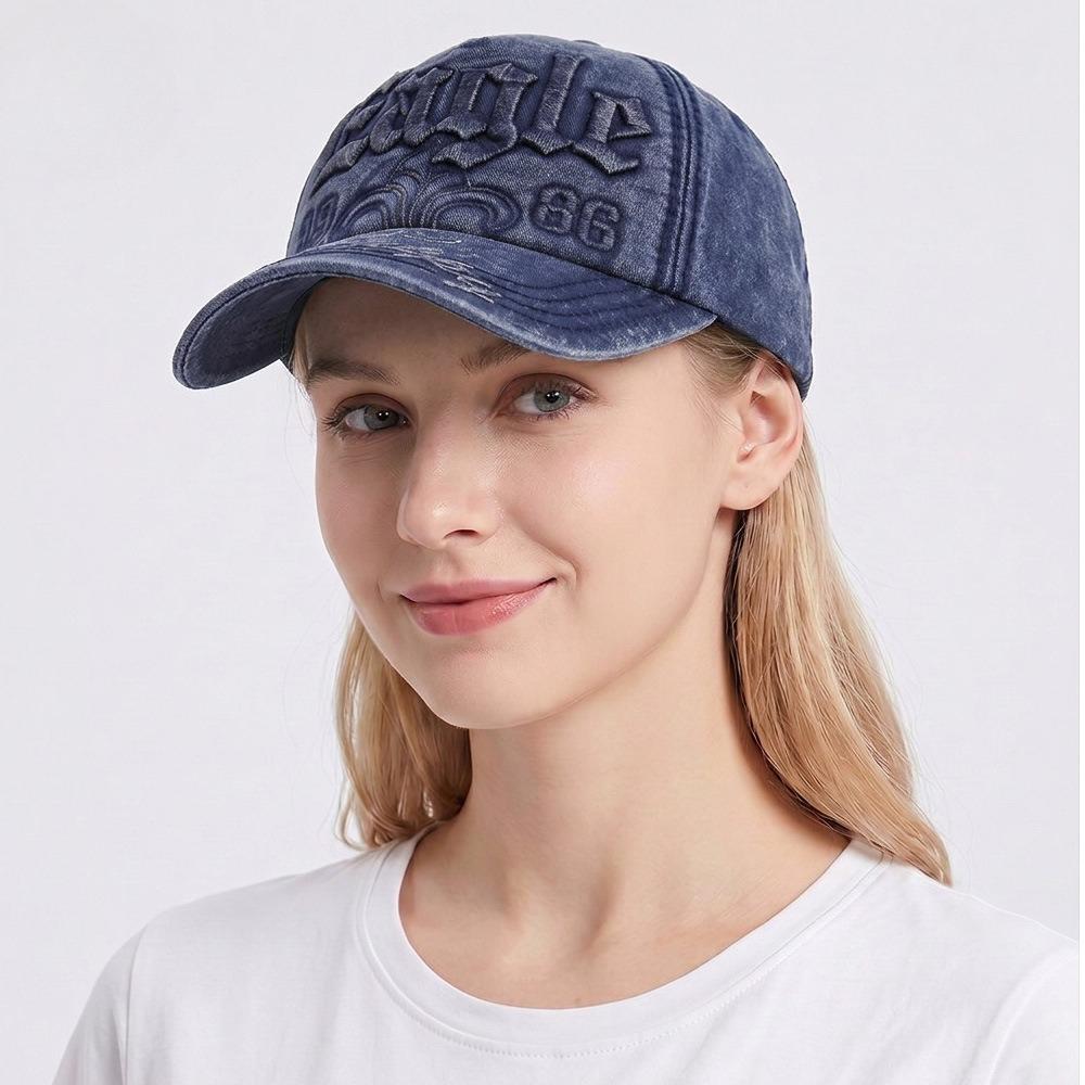 Denim Cowboy Baseball Cap Adjustable Trucker Hat for Men Women Vintage Dad Hat Casual Sports Cap Washed Distressed Dad Hat Unisex Embroidered Cap
