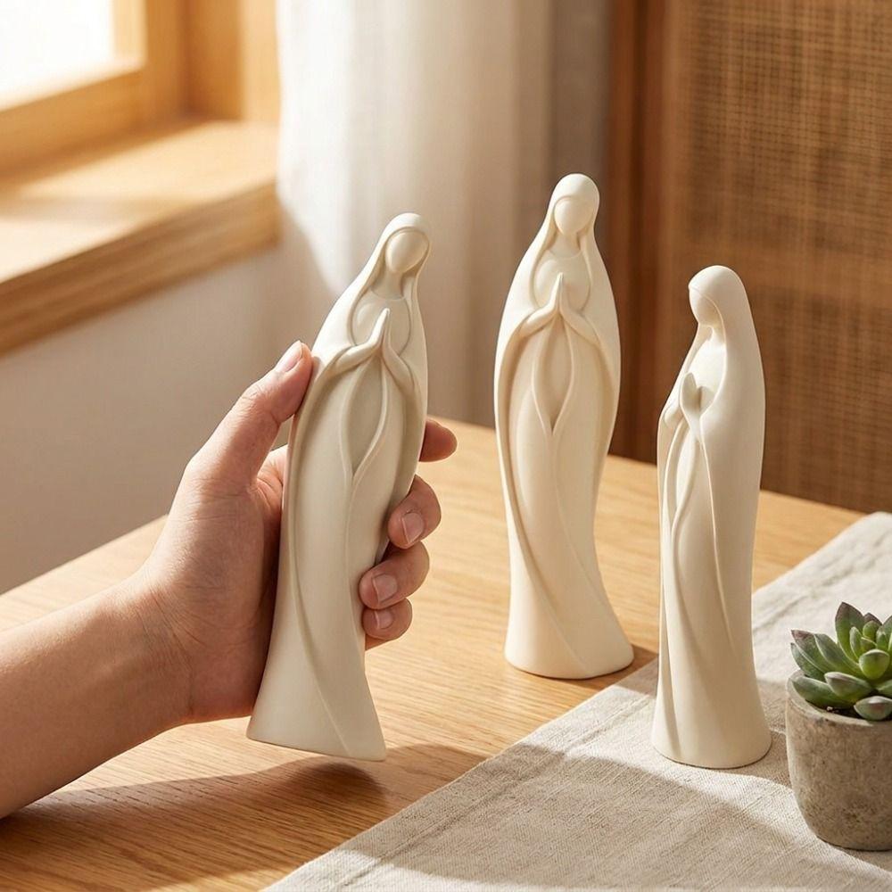 3D Printed Praying Virgin Mary Statue Minimalist Virgin Mary Desktop Sculpture Religious Setting