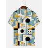 2025 Summer Men's 3D Printed Geometric Art Graphic Shirt Hawaiian Casual Shirts Button Up Short Sleeve Shirts No Pockets