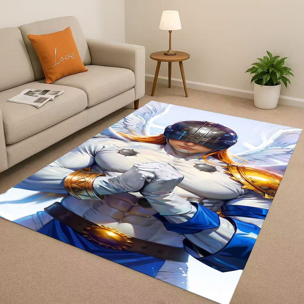 3D Cartoon Digimon Adventure Angemon Living Room Non Slip Area Rug Soft Carpet for Bedroom Sofa,Easy Clean Home Doormat Playmat