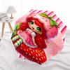 Strawberry Girl,Cute Character Automatic Folding Umbrella 8 Ribs Lightweight Design, Durable Iron Frame, Compact and Portable, Ideal Birth