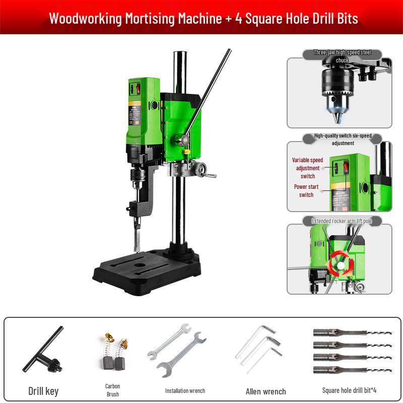 Woodworking Mortiser & Tenon Machine with Square Hole Drill Bit for Solid Wood