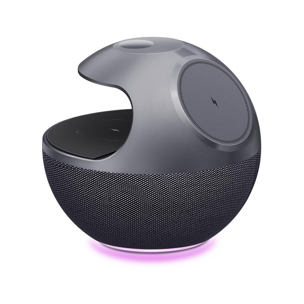 Smart Home 5-in-1 PC Soft Fabric Magnetic 15W Fast Charging Wireless Desktop Phone Holder RGB LED Night Light Multi Function
