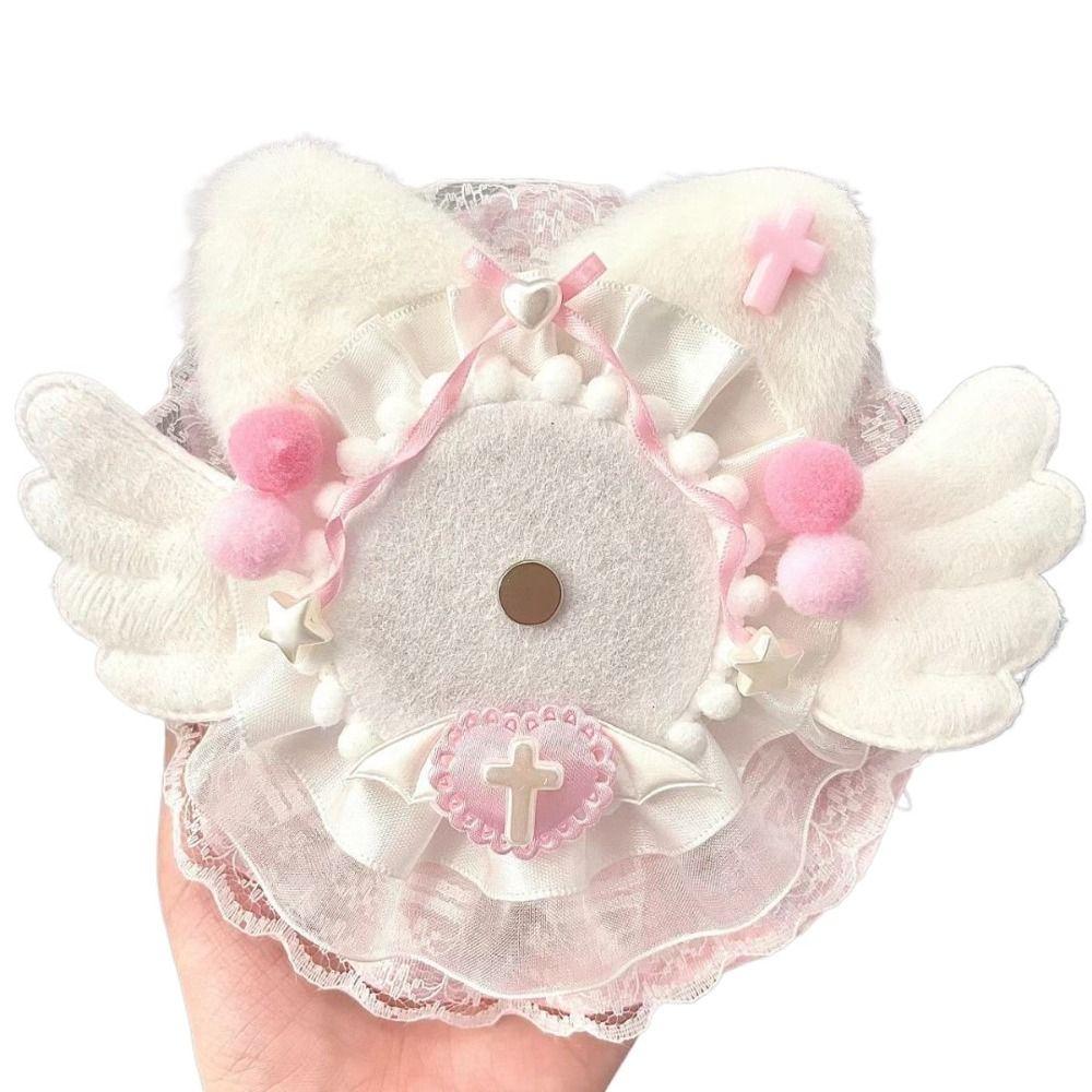 Handmade K-POP Badge Displaying Case Lace Wings Bow DIY Pain Bag Filler Badge Holder  Girls