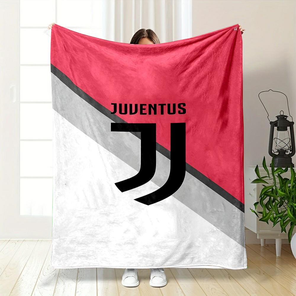 Juventus Logo with Pink Background Patterned flannel blanket perfect for the bedroom living room, sofa, or a little nap