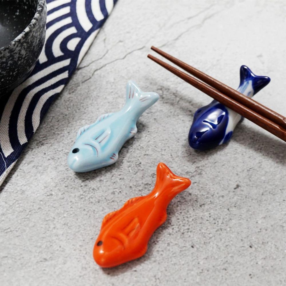 Fork Fish Shaped Cute Ceramic Chopstick Rest Chopsticks Holder Dinnerware Stand Tableware Rack