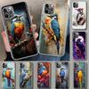 Масляная живопись животных Чехол для телефона с птицами для iPhone 11 12 13 Mini 14 15 Plus 16 Pro Max 17 Air 7 8 + SE Художественные Индивидуальные Fundas 1