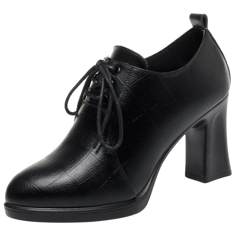 Удобные нескользящие туфли из мягкой кожи с глубоким носком на платформе, осенне-зимние женские туфли из плюша и меха, женские туфли на высоком каблуке, ботинки