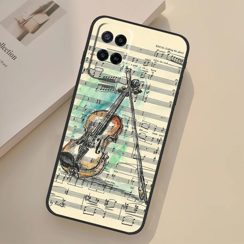 Чехол-книжка для скрипки и пианино для Oppo A5 Pro A15 A17 A57 A77 A18 A38 A58 A78 A98 A96 A76 A16 A94 A74 A54 A40 A60 A80