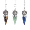 Provide Energy Spiritual Healing Inlaid Polish Cone Crystal Amethyst Tiger Eye Stone Pendulum Adjustable Frequency
