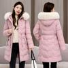 Winter Long Cotton Coat for Women Winter Coat Cotton Jacket Slim Fit Thickened Large Fur Collar Cotton Coat