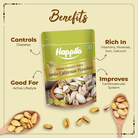Happilo Premium Californian Roasted & Salted Pistachios 500g, Value Pack