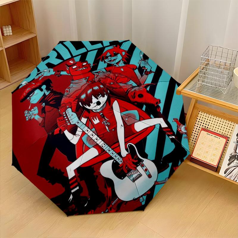 Gorillaz Windproof Auto 8 Rib Folding Umbrella Portable Outdoor Parasol