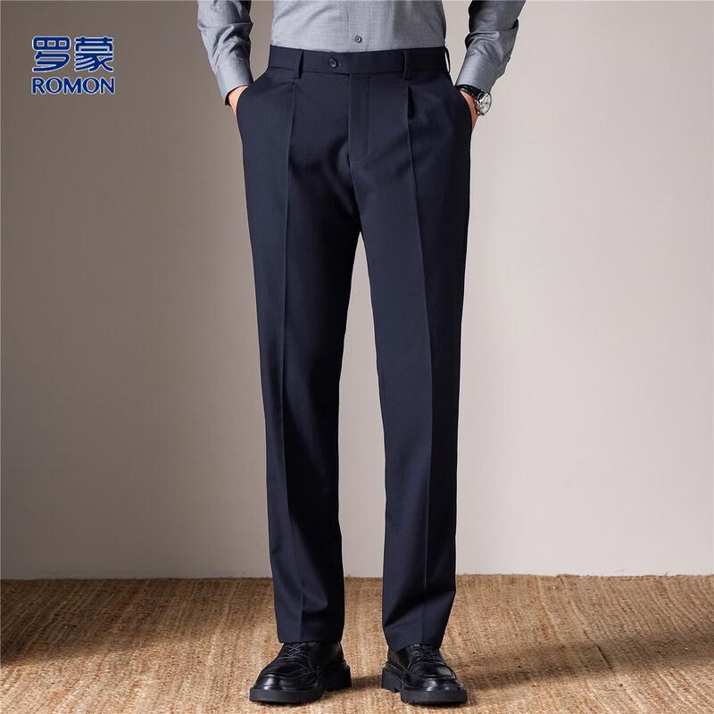 Romon Men's Thickened Wool Blend Casual Suit Pants