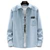 Мужская рубашка из плотного денима с длинным рукавом 2023 года — модная куртка в корейском стиле на весну и осень