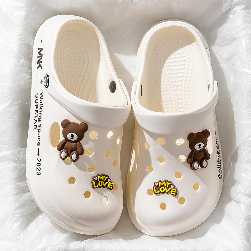 Сделай сам мультяшные дырчатые туфли женские летние прохладные тапочки студенческие толстоподошвенные нескользящие EVA сандалии