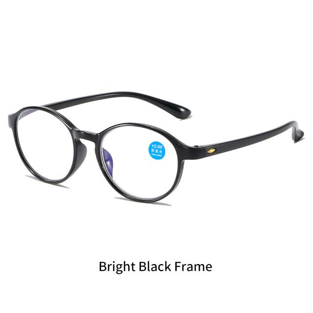 Fashion Anti Blue Light Reading Glasses Retro TR90 Ellipse Frame Middle-aged Elderly Presbyopia Eyeglasses Diopter
