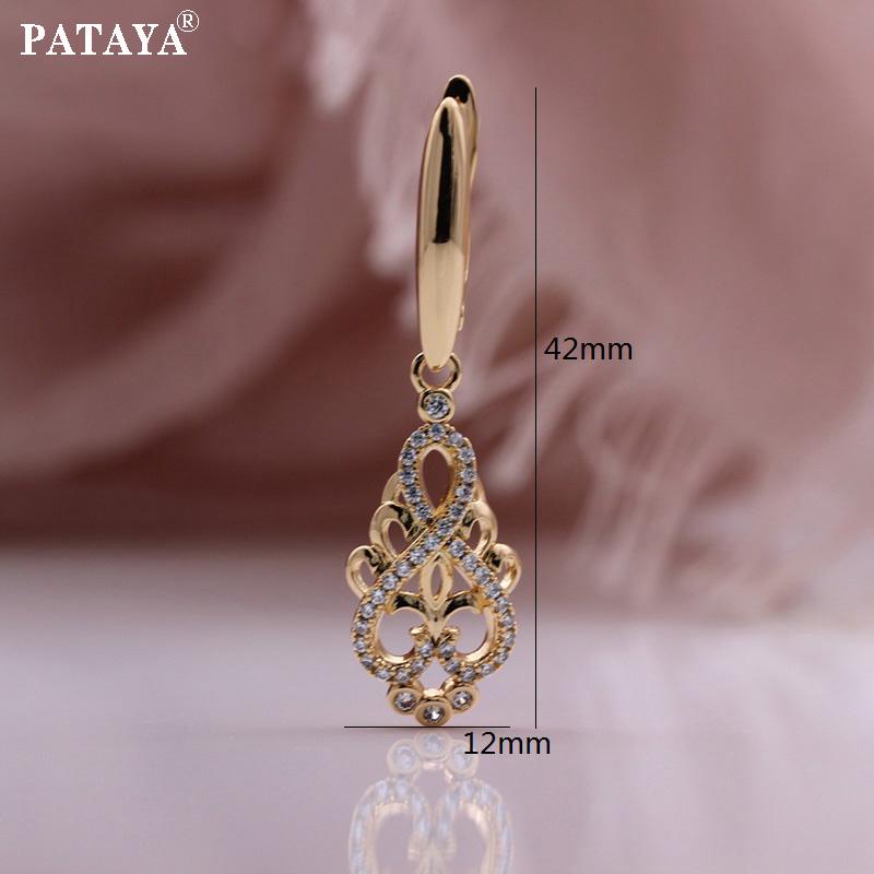 PATAYA Серьги из розового золота с китайским узлом и инкрустацией из белого искусственного циркона