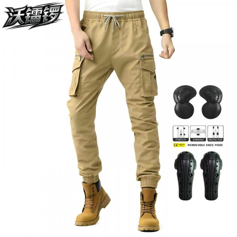 Mens Motorcycle Riding Pants Tactical Workwear Style With Multi Pockets Reinforced Knee Protection Outdoor Motorbike