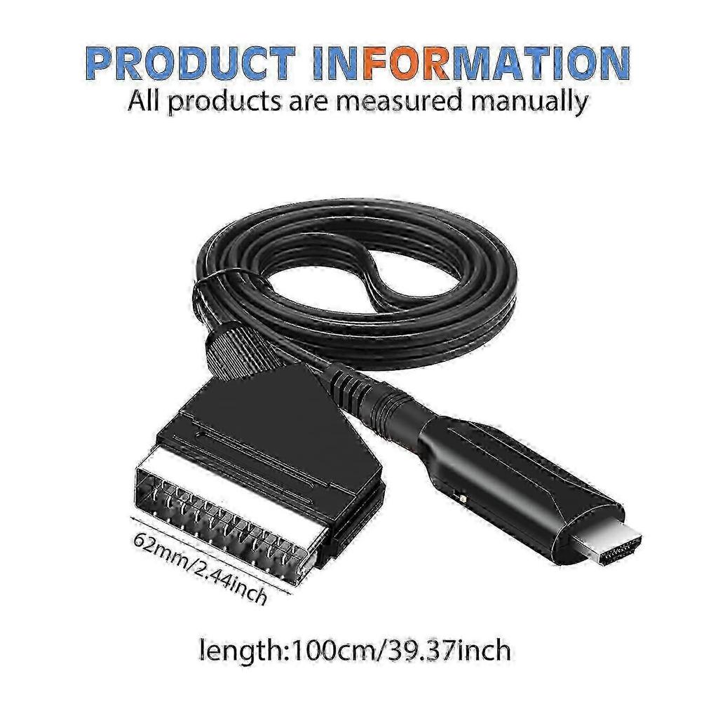 Кабель-адаптер видеоконвертер SCART в HDMI с выходом 1080p 720p для HD-телевизора, дисплея и совместимости