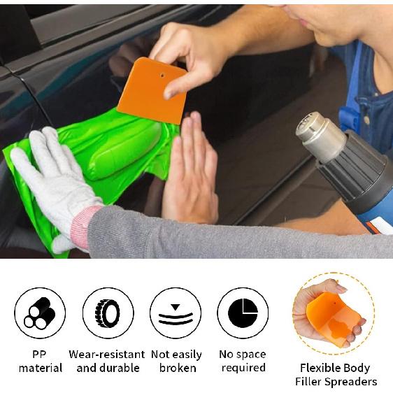 Car Body Filler Spreaders, 4, 5, & 6 Inch Automotive Body Fillers Reusable Hard Plastic Spreaders, for Applying Fillers, Putties, Glazes, Caulks and