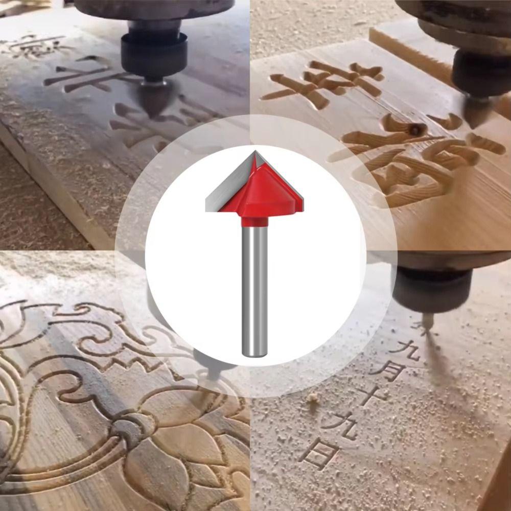 Professional Shank Router Bits Solid Milling Cutter V Type 90 Degree Router Bits  Hand Tool