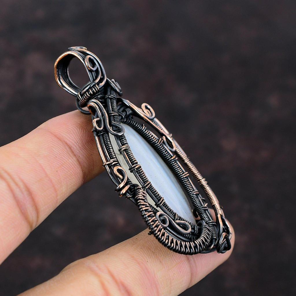 Ботсвана Агат Кулон Медная Проволока Обернутый Драгоценный Камень Ювелирные Изделия Кулон Ручной Работы Медный Кулон Совершенно Новые Ювелирные Изделия Проволока Обернутый Подвеска Для Подарка