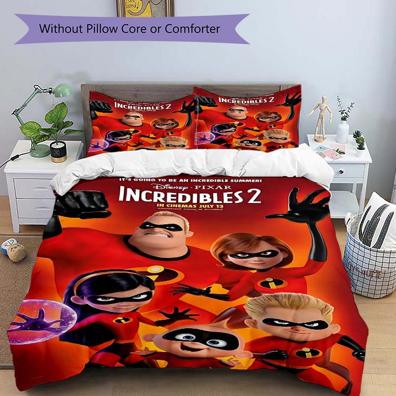 Incredibles Family Adventure Print 3Pcs Bedding Setduvet Cover With 2 Bedropillowcase Home Birthday Gift