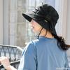 Шляпа-королева с широкими полями и защитой от УФ-лучей, с боковой лентой, шляпа QUEENH, шляпа для маленького лица, большой размер, защита от УФ-лучей, шляпа актрисы, женская [XL58.5-61см-Черный]